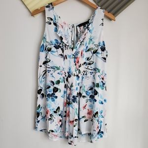 Sanctuary | White and blue floral sleeveless top